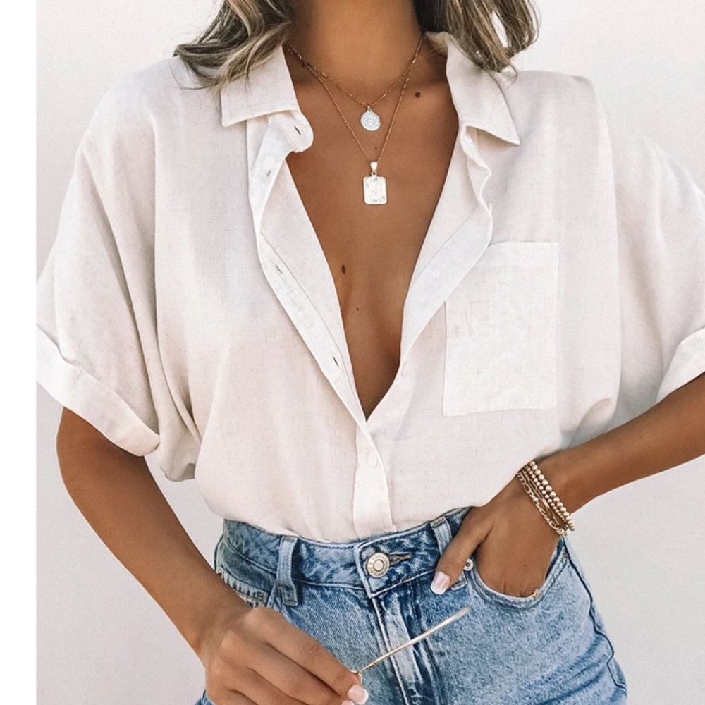 Millibon White Button Down Shirt for Women